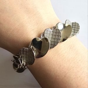 Vintage hearts bracelet overlapping silver tone valentine's day love